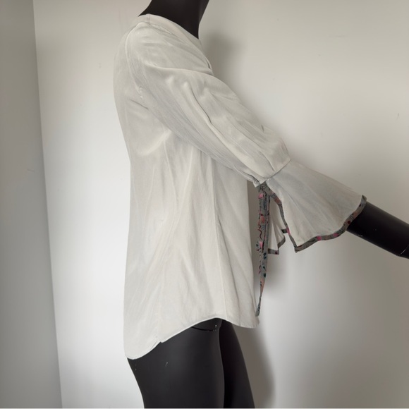 🪽Chloé Silk Blouse with Bell Tie Sleeves - Storm Grey - Size S - Picture 8 of 11